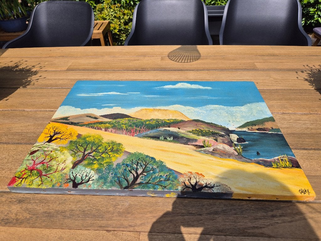 Schilderij tafelberg Curacao, Ophalen