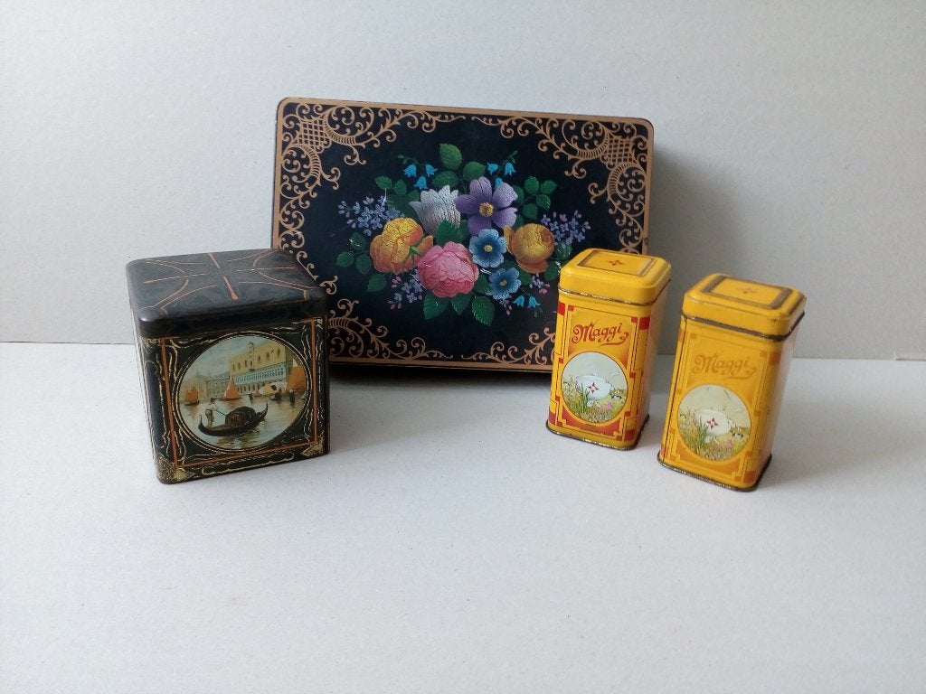 Oude brocante blikken.O.a.Mansfield/Maggi/thee Pr.p/st.vanaf, Ophalen of Verzenden