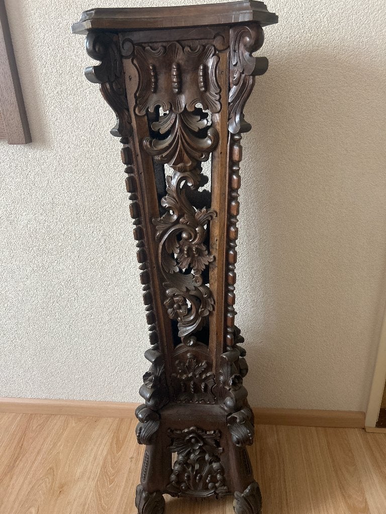 Neo Barok, plantentafel, zuil, mahoniehout, renaissance, Ophalen
