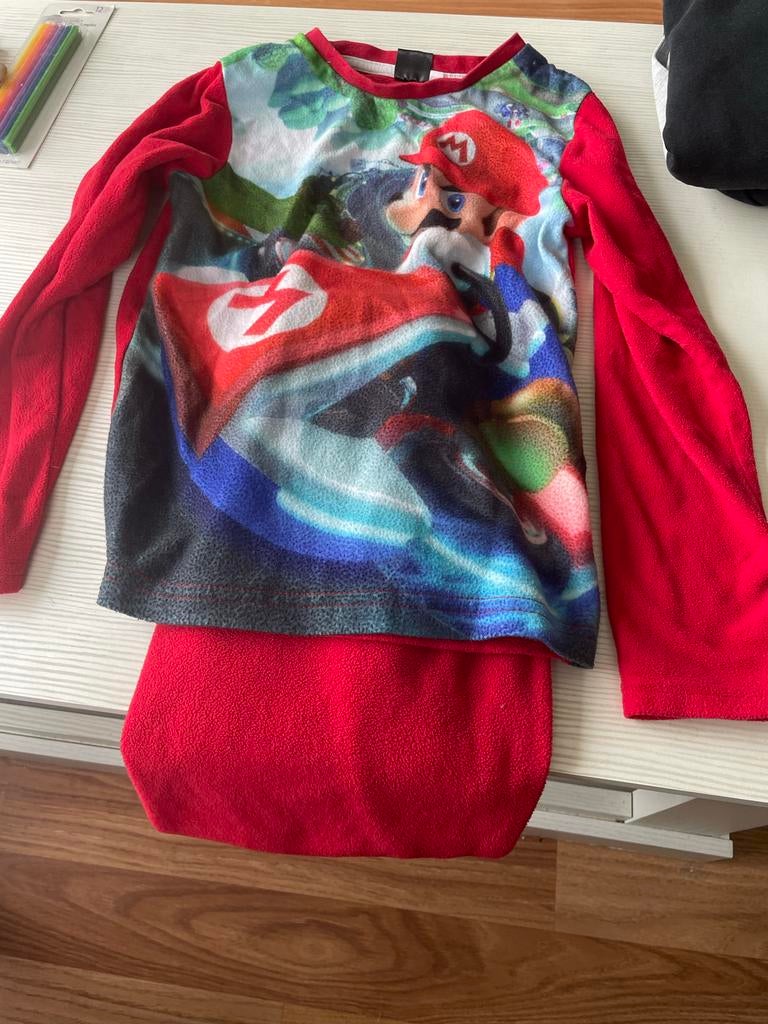Super Mario Fleece Pyjama - Maat 128, Ophalen of Verzenden, Gebruikt, Jongen of Meisje, Nacht- of Onderkleding