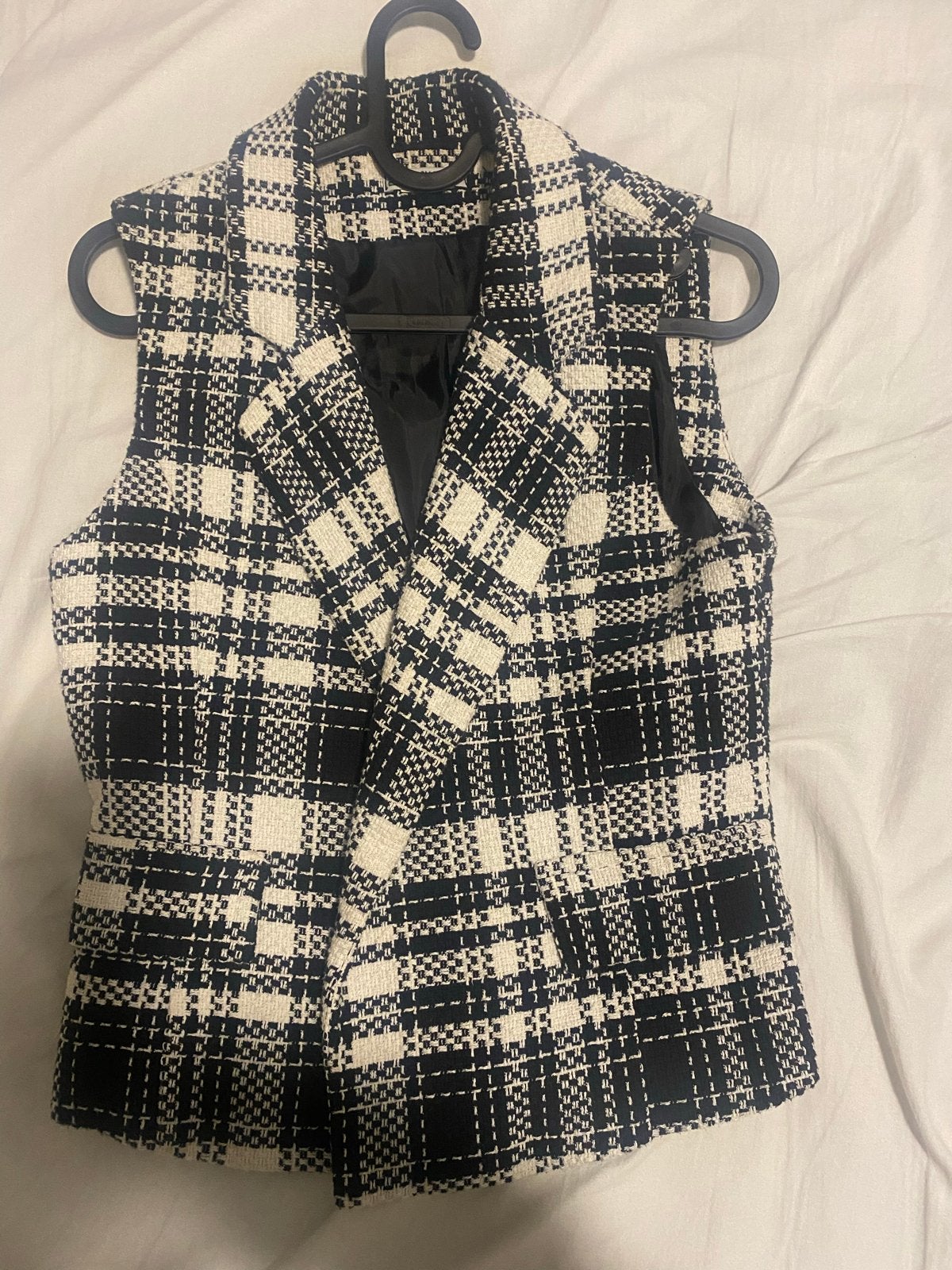 Stijlvol Zwart-Wit Geruit Gilet - Maat S, Ophalen of Verzenden, Zo goed als nieuw, Maat 36 (S), Zwart