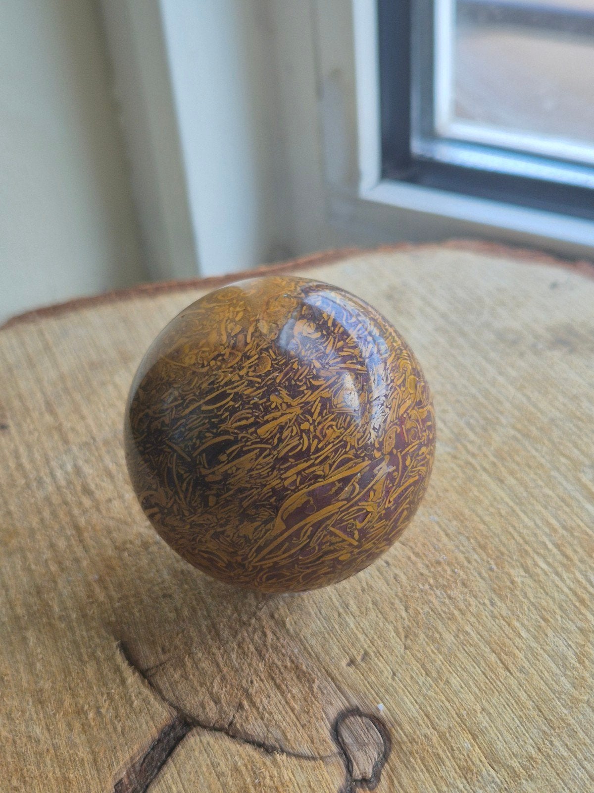 kaligrafie/slangen jaspis bol, Ophalen of Verzenden