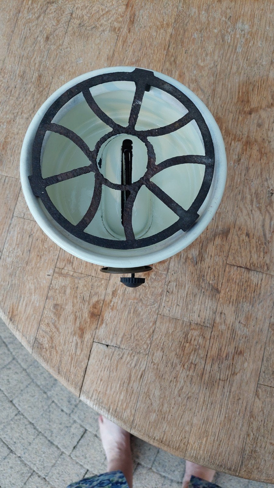 Vintage Pits Oliestelletje - Wit Emaille, Antiek en Kunst, Ophalen of Verzenden