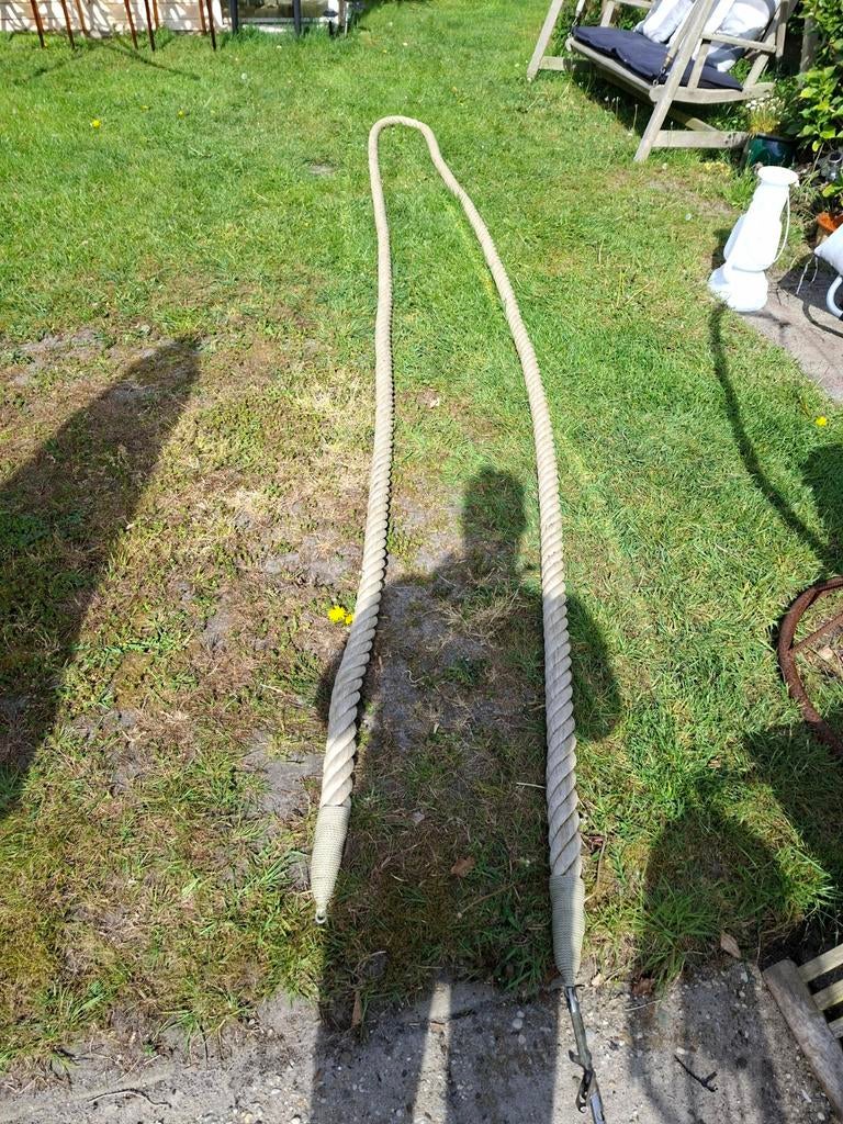 Polypropyleen bekabelaring/ touw9,9m x 60mm met RVS spanners, Watersport en Boten, Ophalen of Verzenden