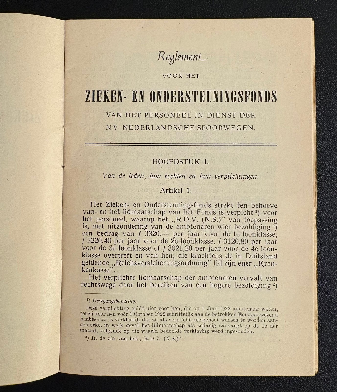 Reglement zieken- en ondersteuningsfonds personeel NS (1949), Ophalen of Verzenden, Zo goed als nieuw, Trein, Boek of Tijdschrift