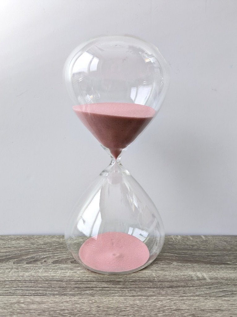 Polspotten Zandloper Roze M 30cm 90 minuten Pol's Potten, Ophalen of Verzenden, Zo goed als nieuw, Roze, Glas