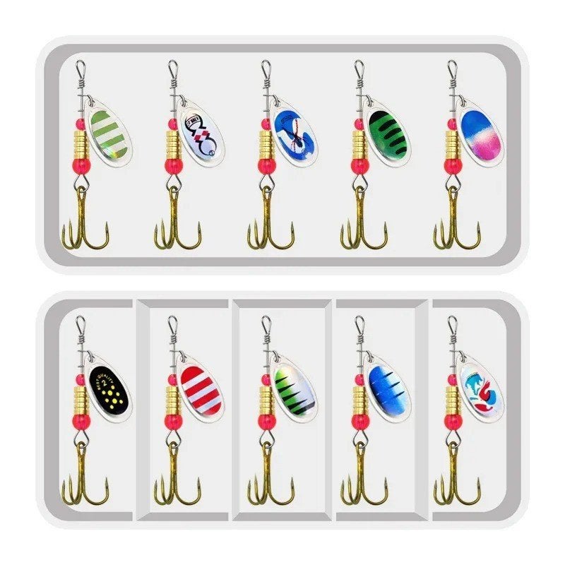 Set 10 stuks Spinner vis aas hard met metalen lepels (6cm), Ophalen of Verzenden, Nieuw, Kunstaas