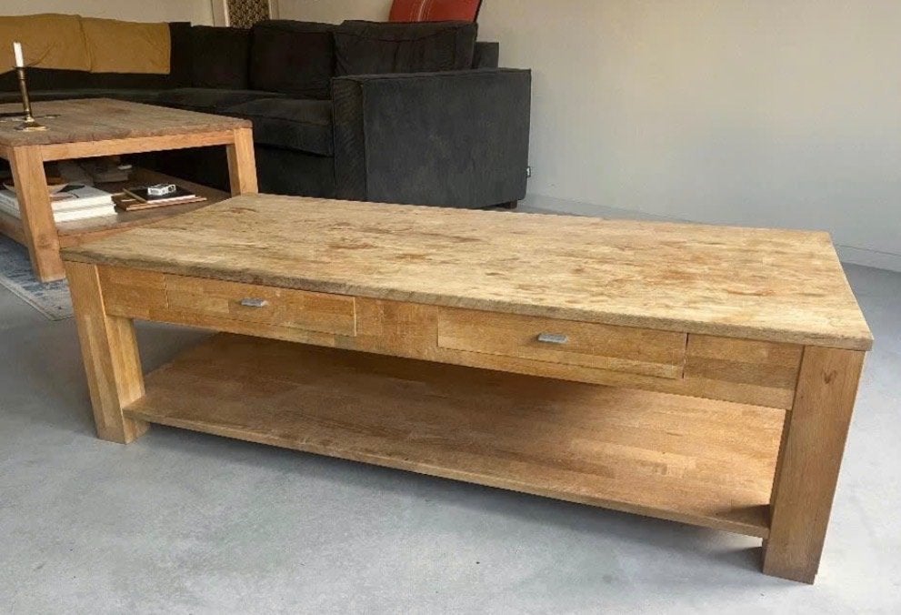 Salontafel eikenhout 130x70, Ophalen, Gebruikt, 100 tot 150 cm, Eikenhout