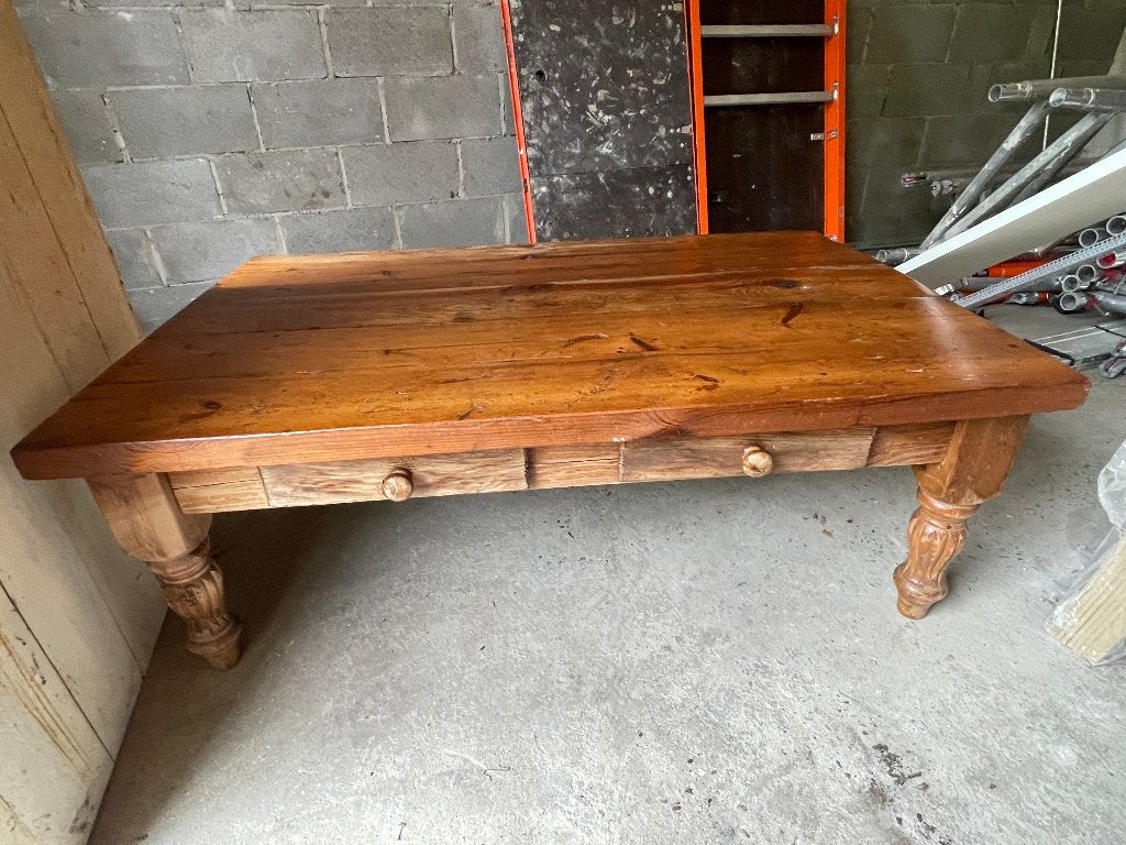 authentieke landelijke grenen salontafel, boerentafel, Ophalen, 50 – 75, Gebruikt, 100 tot 150 cm