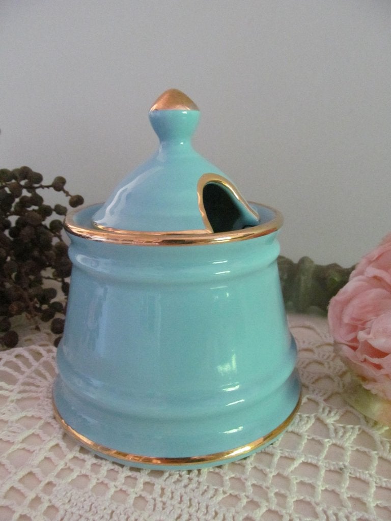 Frans de Rover Porselein Blauw Goudkl. Rand France Suikerpot, Huis en Inrichting, Keuken | Servies, Overige merken, Overige typen