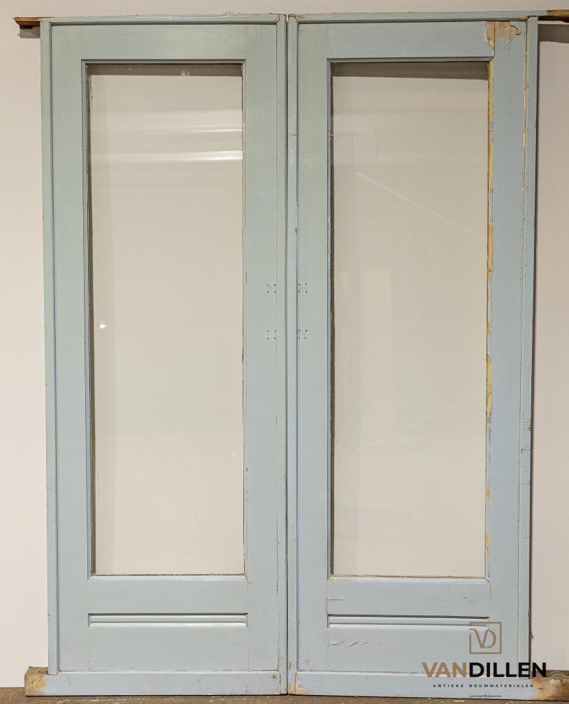 Set oude en-suite / schuifdeuren 203.5 x 145 blank glas, Ophalen, Gebruikt, 120 cm of meer, Binnendeur