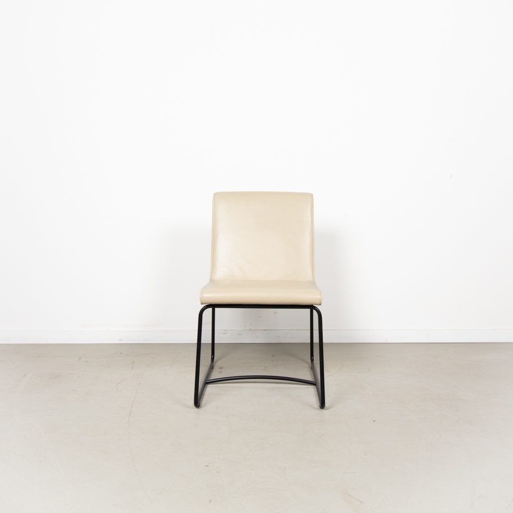 Leolux Spring Stoel Creme/Beige Leer - Zwart, Huis en Inrichting, Stoelen, Niet ingevuld, Zo goed als nieuw, Niet ingevuld, Niet ingevuld