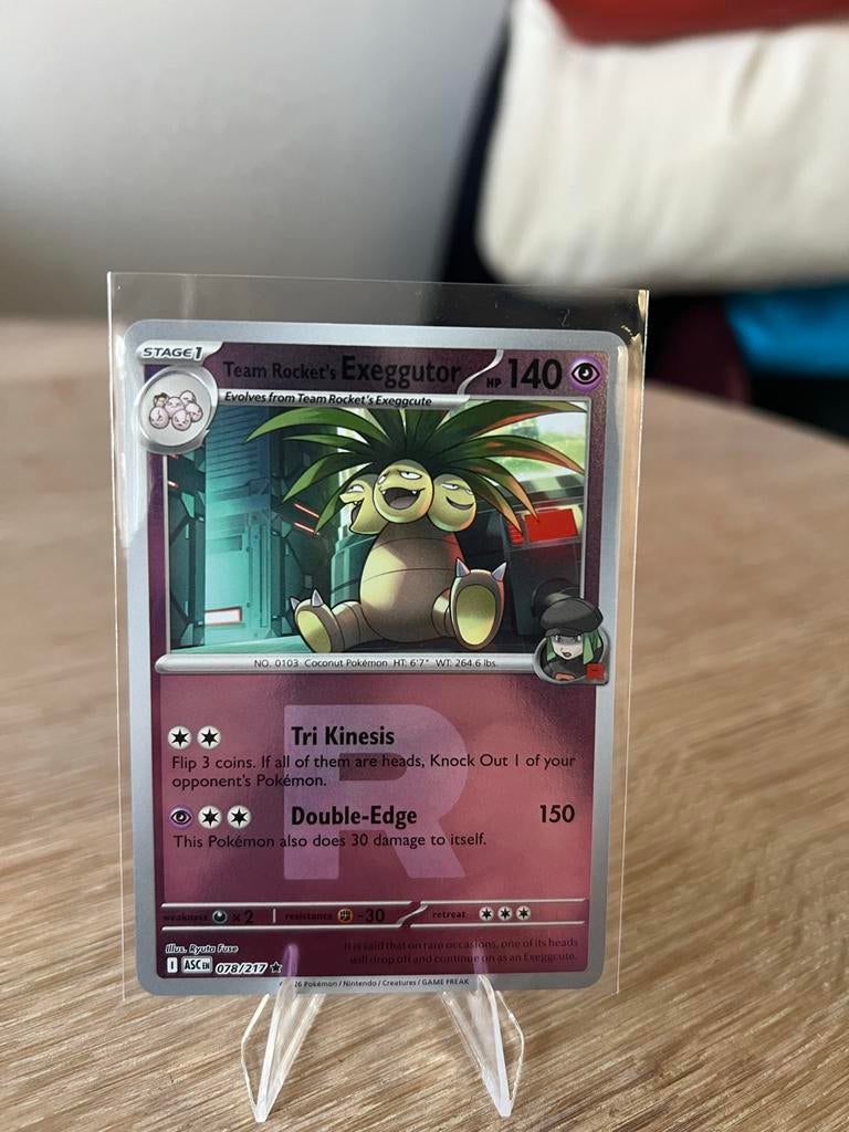 Pokémon Kaart: Team Rocket's Exeggutor 078/217 ASC Energy, Ophalen of Verzenden, Zo goed als nieuw, Losse kaart