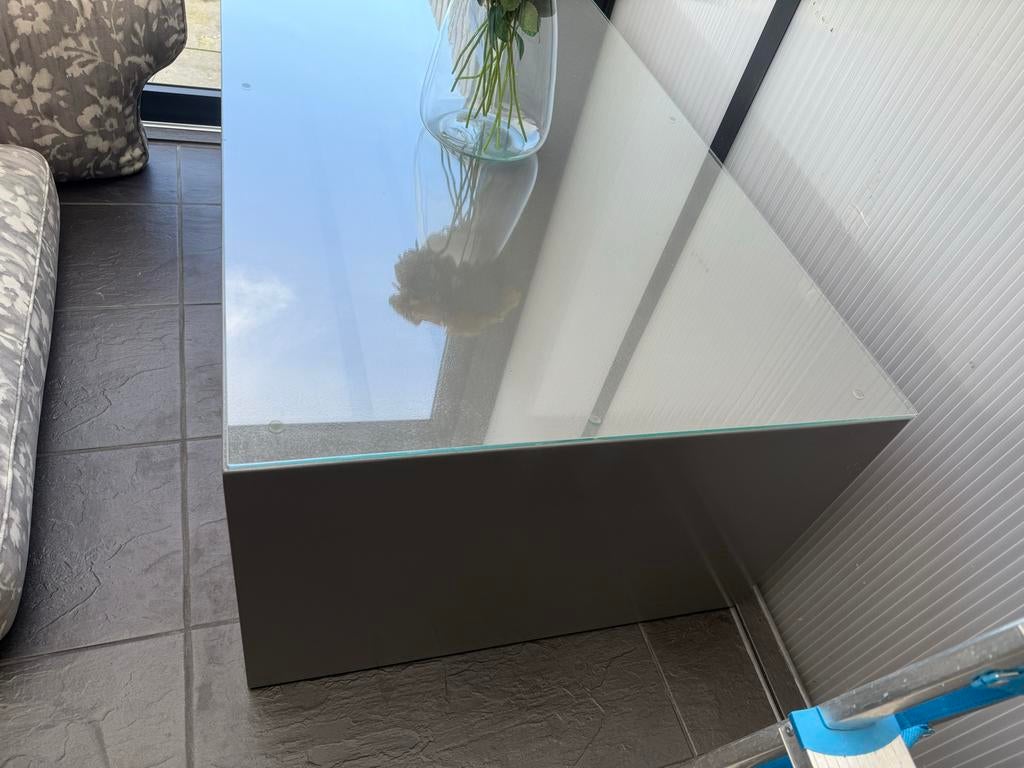 Moderne tafel met glasplaat - 120x70 cm, Gebruikt, 100 tot 150 cm, Glas, Rechthoekig