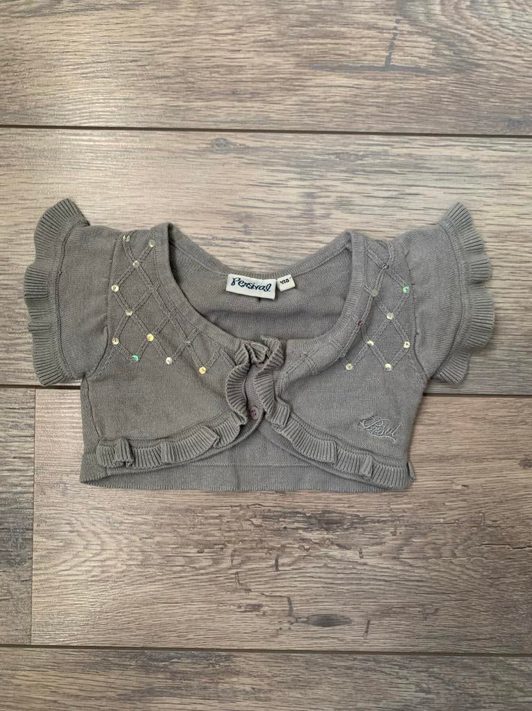 Percival grijs vestje met pailletten maat 104/110, Ophalen of Verzenden, Zo goed als nieuw, Meisje, Trui of Vest