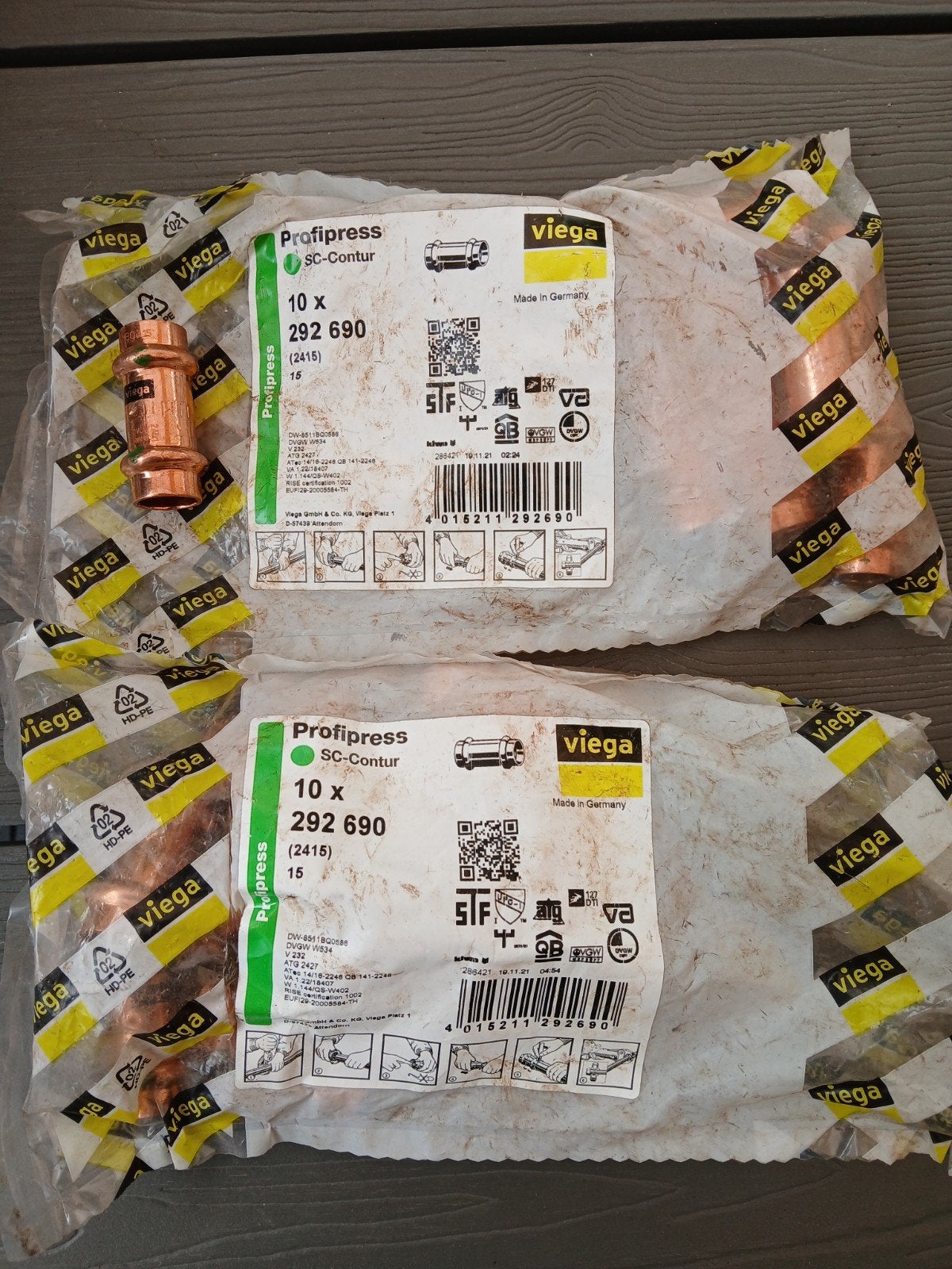 18x Nieuwe Viega Profipress sok 15mm (artikel 292690), Ophalen of Verzenden, Nieuw, Koper