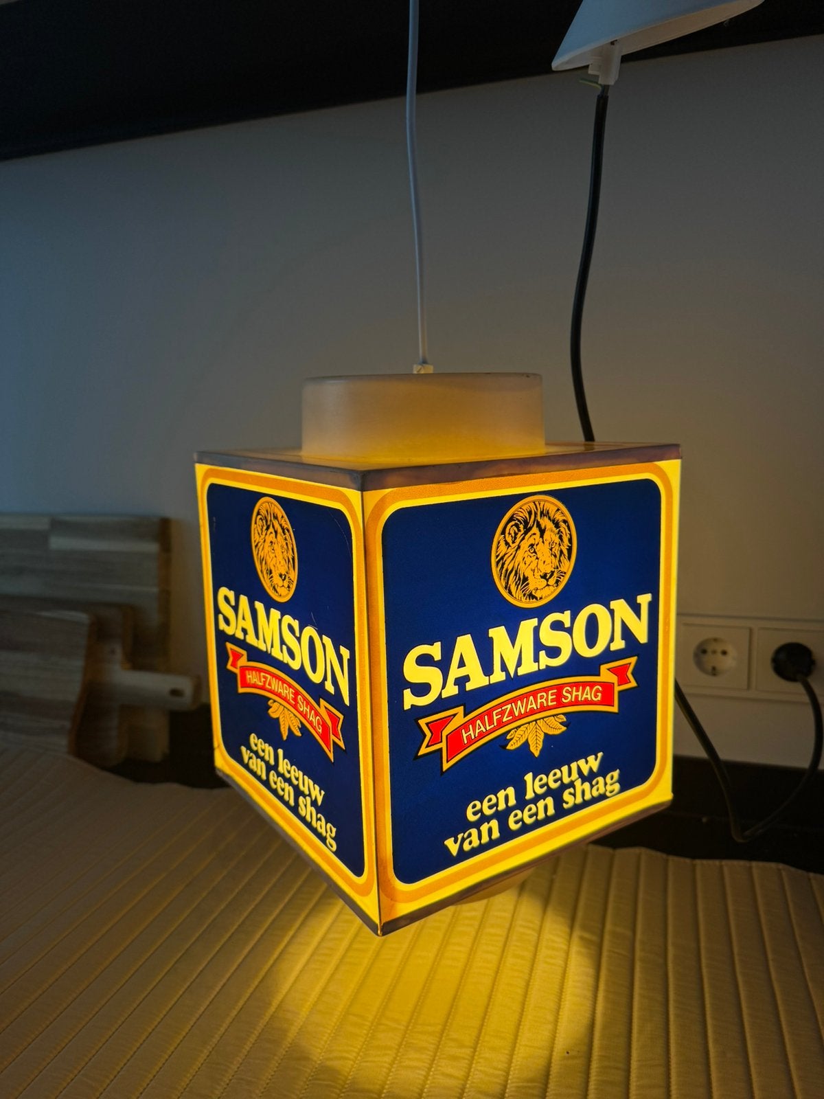 Oude Samson halfzware Shag hanglamp lichtbak api neon, Ophalen, Zo goed als nieuw, Lichtbak of (neon) lamp