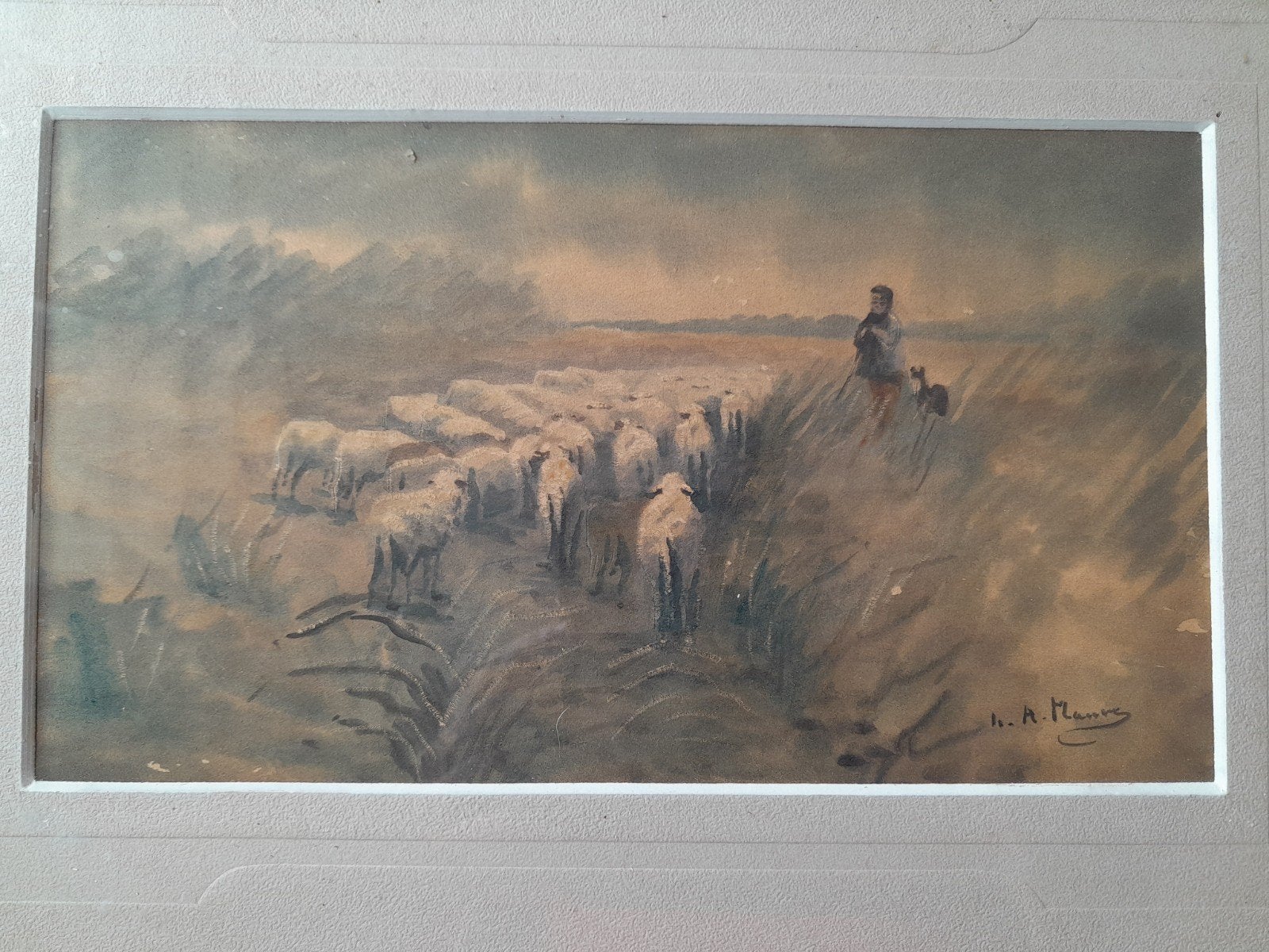 Sfeervolle vintage prent Anton Mauve, Ophalen of Verzenden