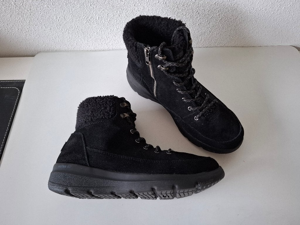 <>  SKECHERS maat 40 boots laarzen glacial ultra 16677/bbk, Skecher / Skechers, Verzenden, Zwart, Lage of Enkellaarzen