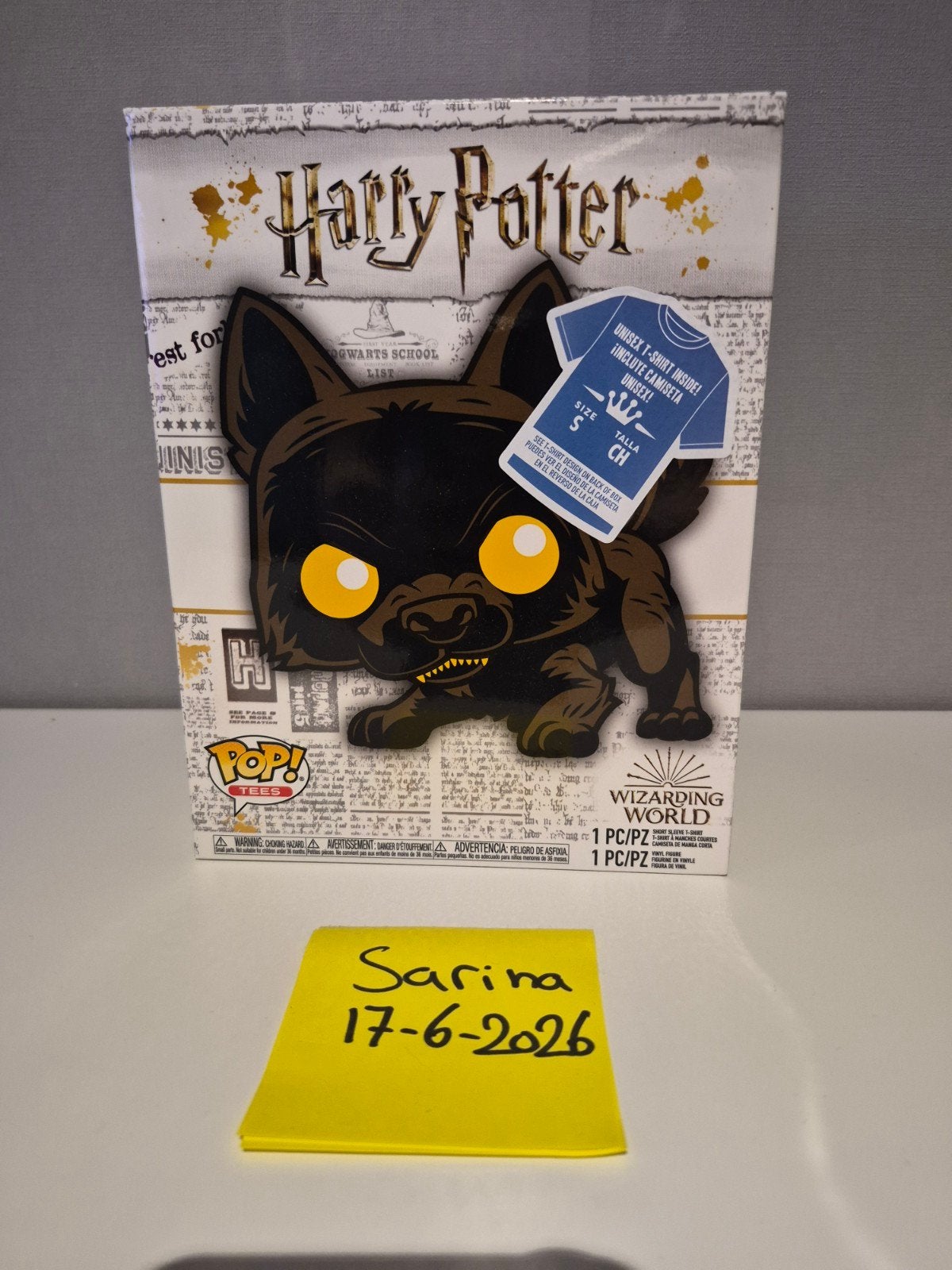 Funko pop sirius black as dog 73 (flocked) + t-shirt S, Ophalen of Verzenden, Zo goed als nieuw