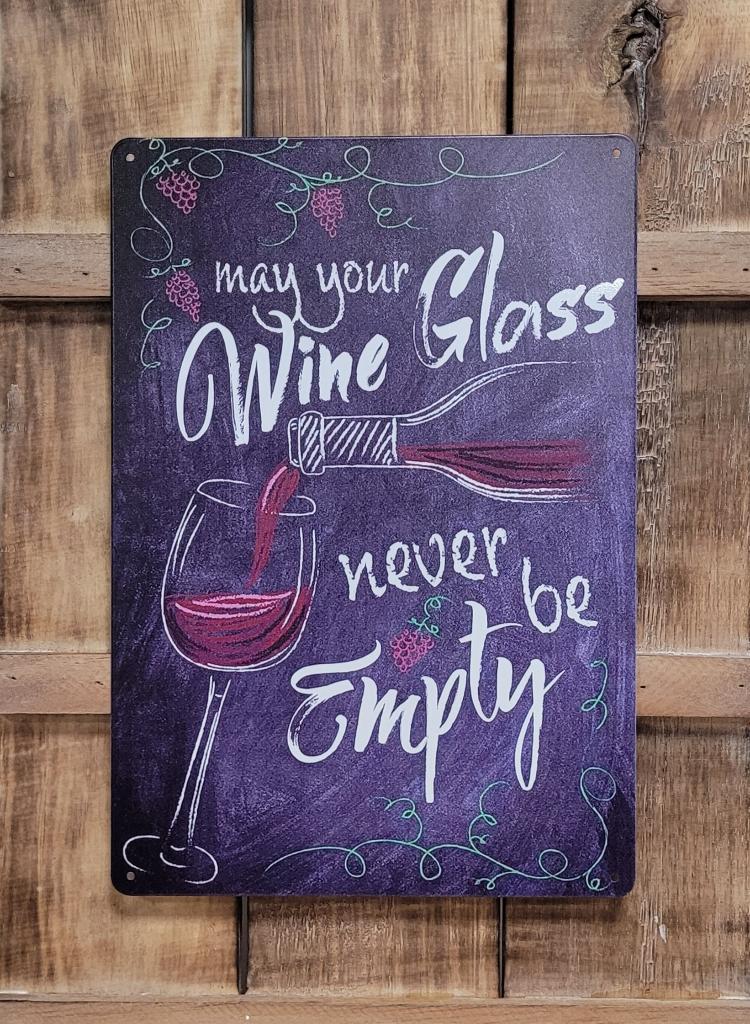 Wine glass never empty wijn reclamebord van metaal wandbord, Huis en Inrichting, Woonaccessoires | Tekstborden en Spreuken, Info@deconoord.nl