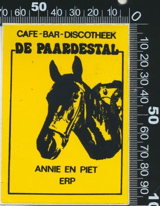 Sticker: Cafe Bar Discotheek De Paardestal - Erp, Verzamelen, Ophalen of Verzenden, Zo goed als nieuw, Bedrijf of Vereniging