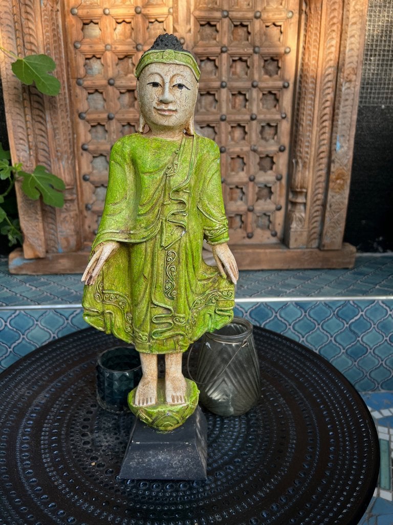 Boeddha houtsnijwerk old look oosters Indonesie, Verburgt Vintage, Ophalen of Verzenden, Schipluidenlaan 20 5035KJ Tilburg, https://verburgtvintage.nl/#contact