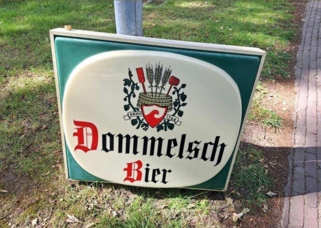 Dommelsch lichtbak werk zo als hij moet, Ophalen of Verzenden, Reclamebord, Plaat of Schild, Overige merken