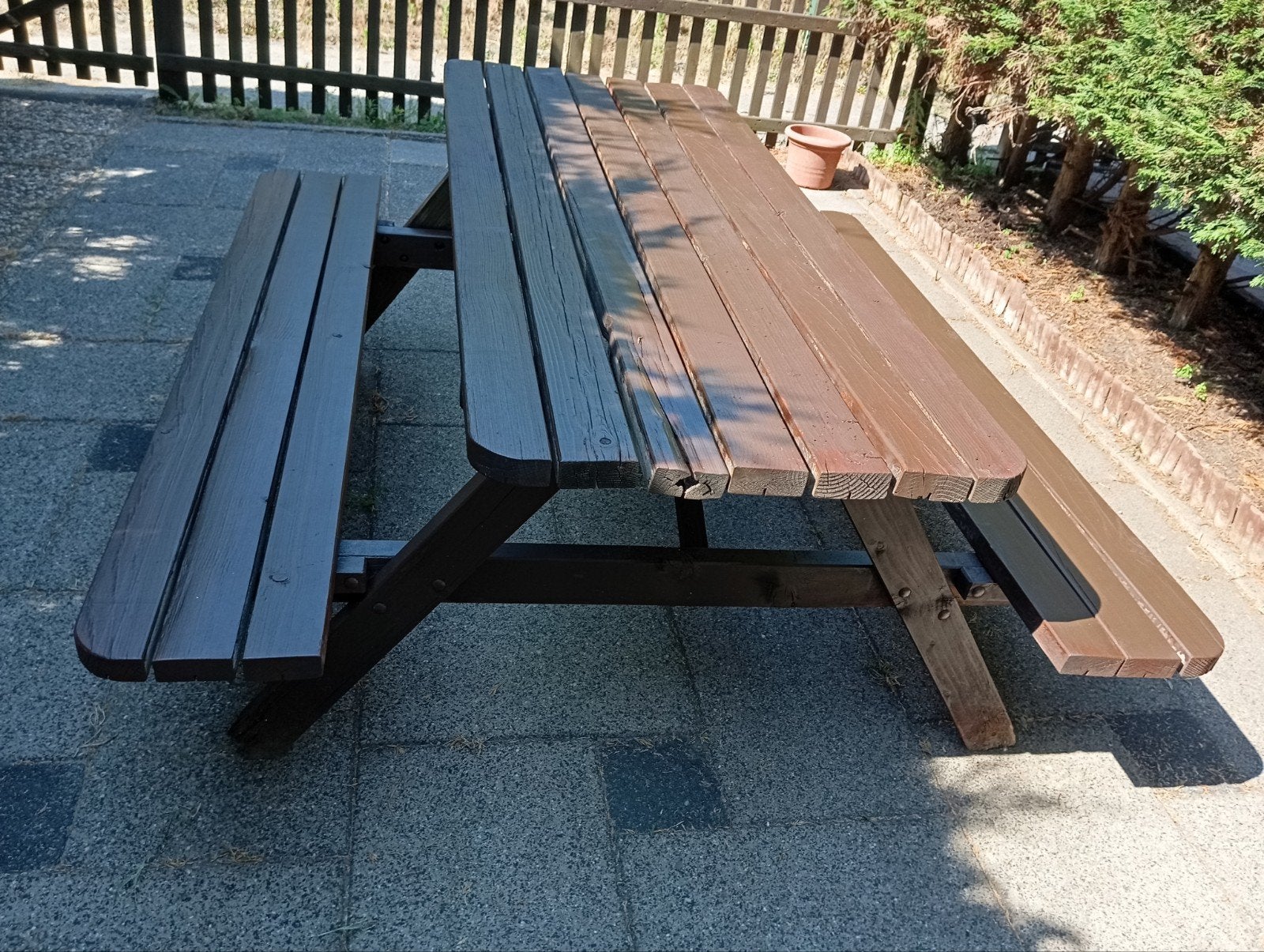 Grote picknicktafel - recent geolied en gelakt, Ophalen, Gebruikt, Rechthoekig, Hout