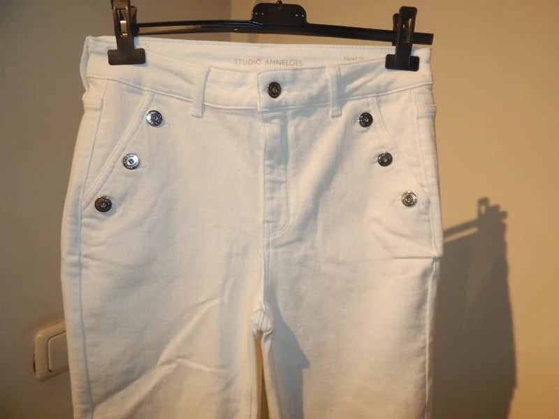 Studio Anneloes broek nieuw flared fit zilveren knopen S/M, Studio Anneloes, Verzenden, Wit, Nieuw