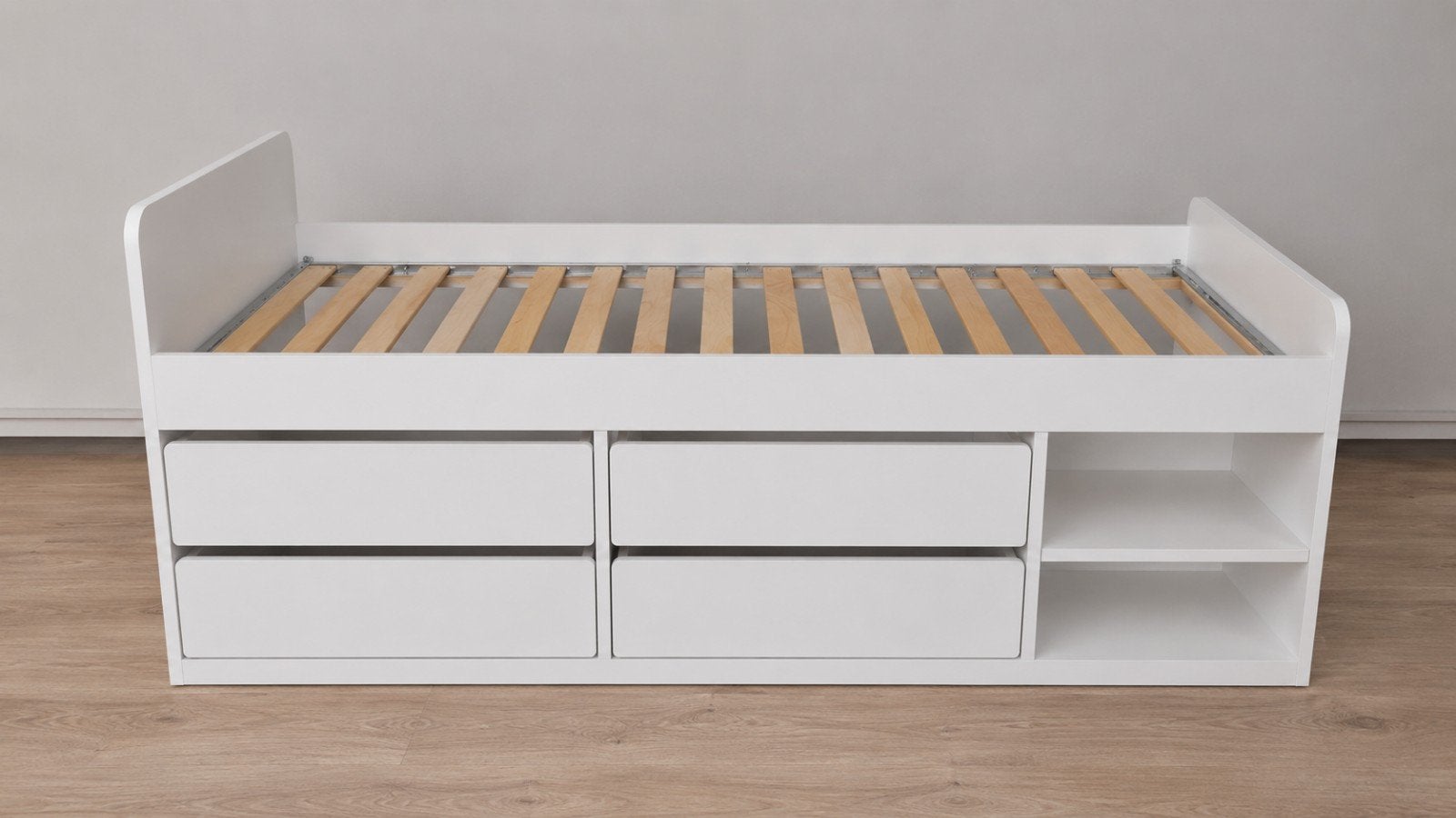 IKEA SLÄKT bed met lades en opbergruimte, Ophalen, 90 cm, Eenpersoons, Wit