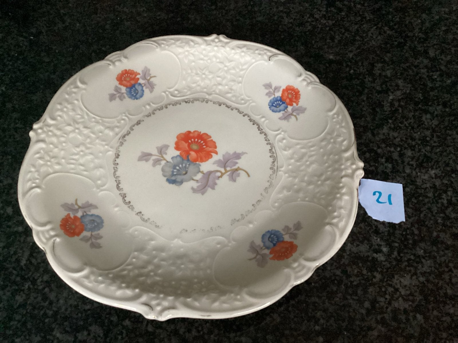 Vintage Kahla porseleinen schaal met bloemmotief, Ophalen of Verzenden