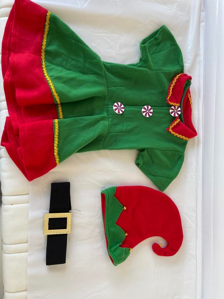 Kerst /carnaval Elfenjurk met muts en riem - Maat 110-116, Ophalen of Verzenden, Zo goed als nieuw, 110 t/m 116, Meisje