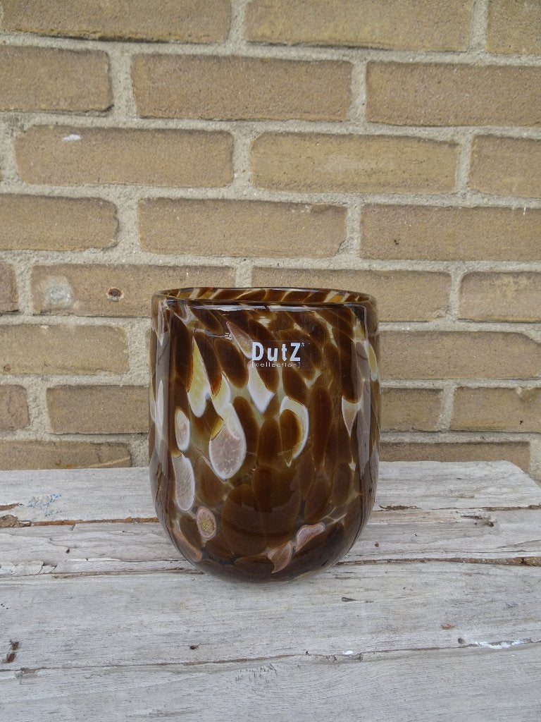Dutz vaas, Bruin, Ophalen of Verzenden, Met patroon/structuur, Glas