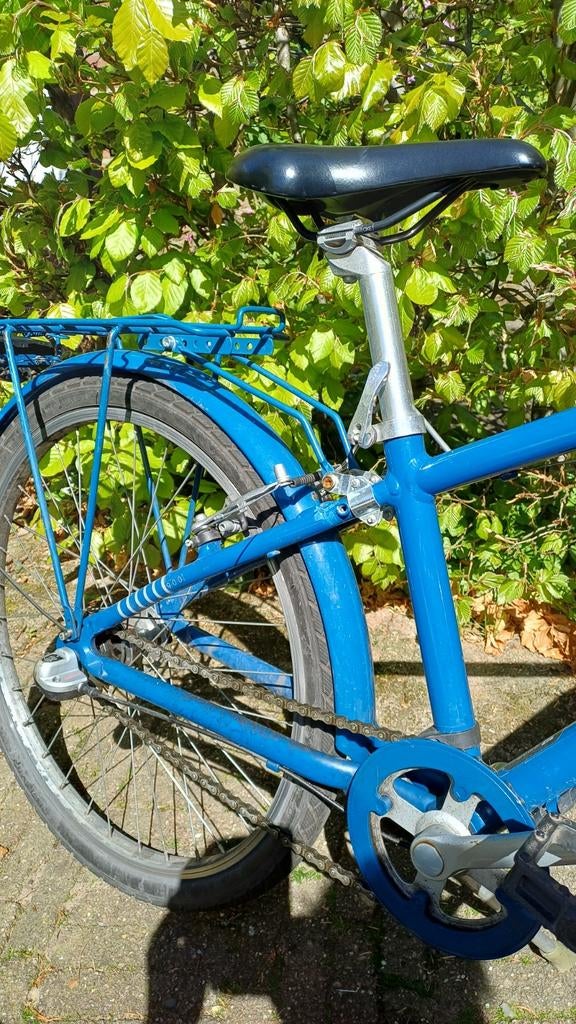 Blauwe kinderfiets met versnellingen, Fietsen en Brommers, Ophalen, 20 inch of meer, Gebruikt, Velgrem