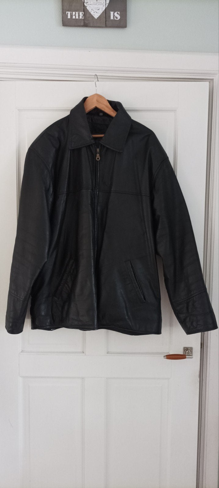 Zwart leren herenjas, maat M, Kleding | Heren, Jassen | Zomer, Ophalen, Onbekend, Maat 48/50 (M), Zwart