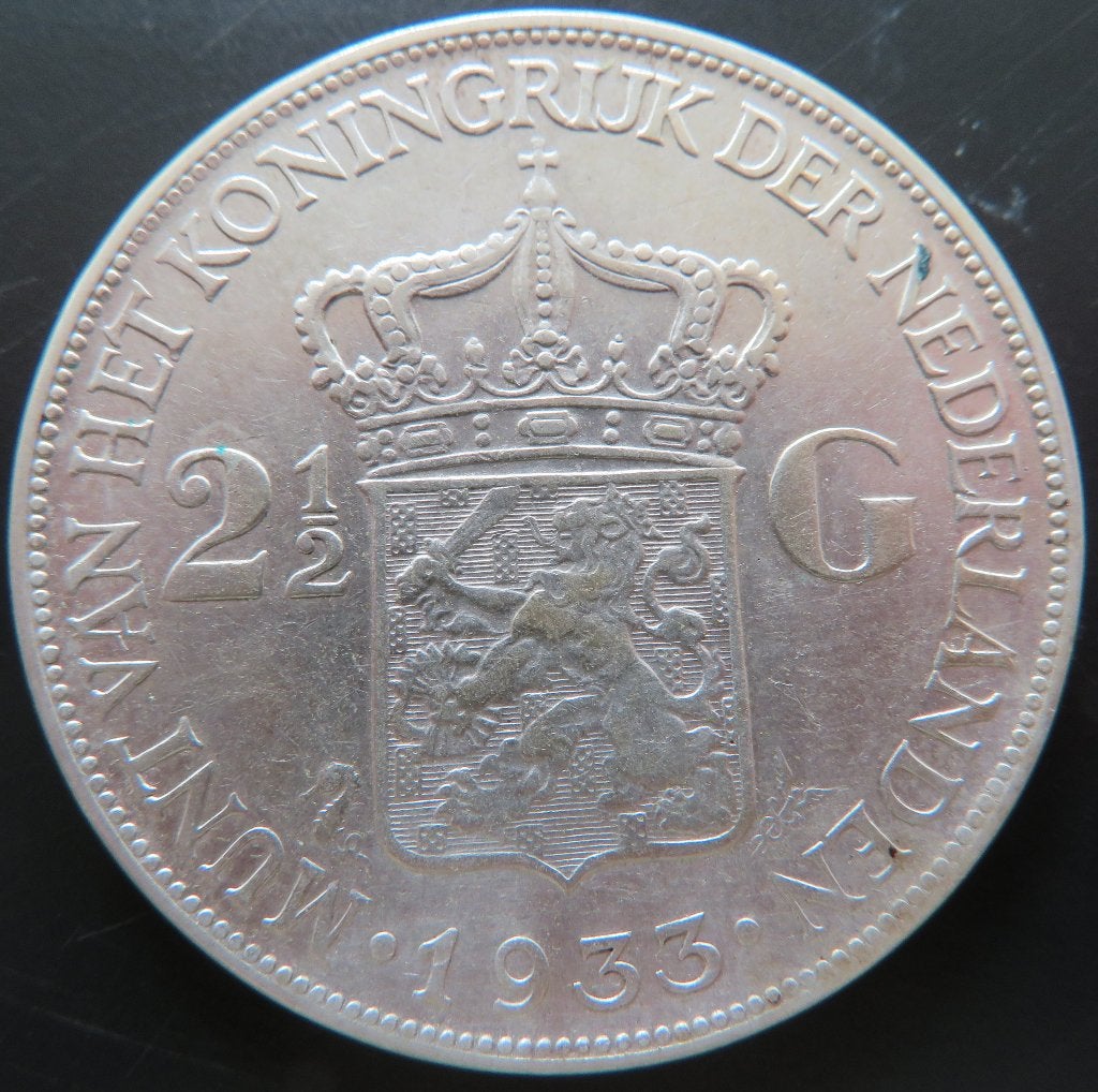 2,5 Gulden 1933, Postzegels en Munten, Verzenden, Zilver, Koningin Wilhelmina, Losse munt