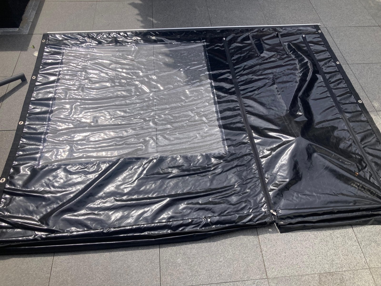 Zwart Verandazeil met deur en raam, 215x280 cm, Ophalen, Zo goed als nieuw, Overige typen