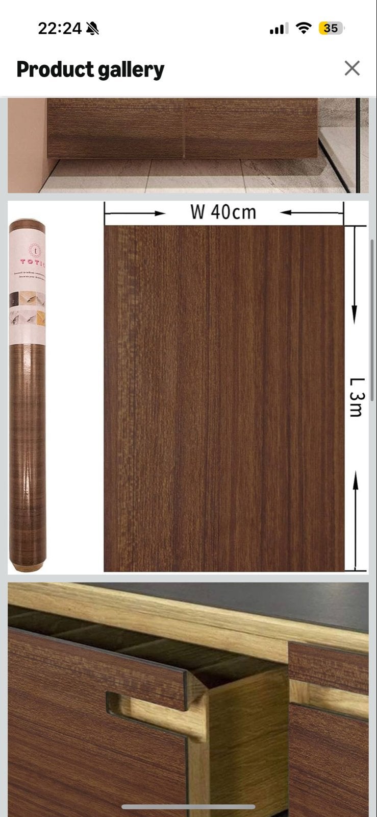 Walnoot Folie Vinyl - Zelfklevend Houtnerf Behang 40cm x 3m, Ophalen, Materiaallook, Bruin, Zelfklevend of Muursticker