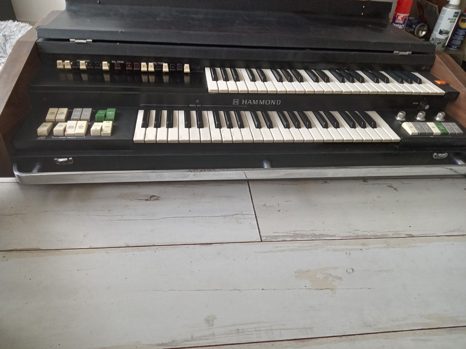 Hammond X5. Bouwjaar 1975-1978. 9 pins Leslie connector., Muziek en Instrumenten, Ophalen, Gebruikt, 2 klavieren, Hammondorgel
