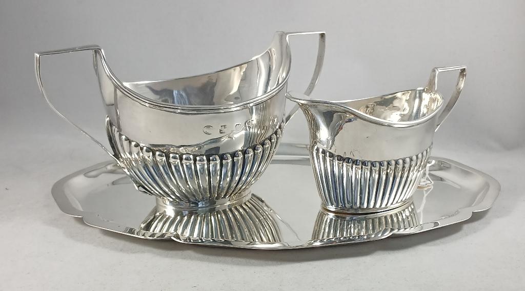 Zilveren roomstel Queen Anne antiek 925 zilver, Ophalen of Verzenden, Zilver