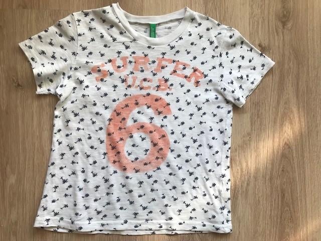 Benetton witte t-shirt polo shirt Surfer 6 maat 134-140, Kinderen en Baby's, Kinderkleding | Maat 134, Nieuw, Ophalen of Verzenden