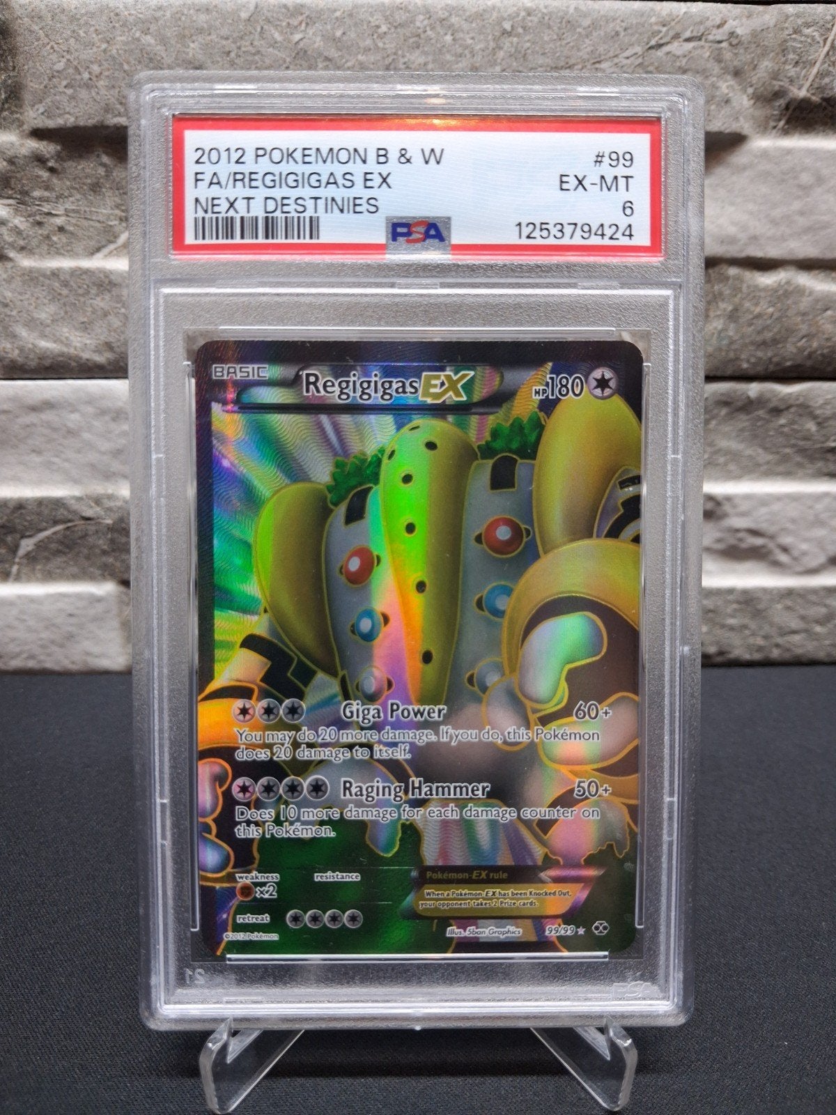 Pokémon TCG: Regigigas EX (Next Destinies) PSA 6, Ophalen of Verzenden, Gebruikt, Losse kaart