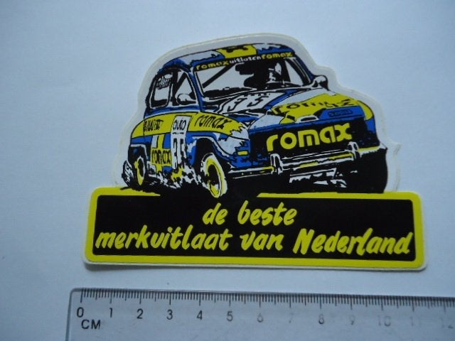 sticker oud SAAB romax rally race con bakker oldtimer, Verzenden, Zo goed als nieuw, Bedrijf of Vereniging