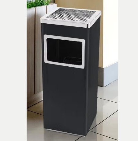 Professionele vrijstaande asbak met prullenbak RVS (60cm), 40 liter of meer, Ophalen of Verzenden, Nieuw, Rvs