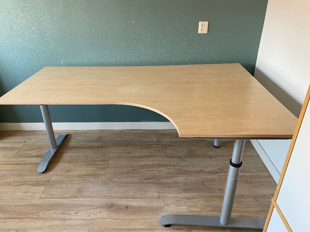 Ikea hoekbureau 180x120, Huis en Inrichting, Bureaus, Gebruikt, 120 cm, In hoogte verstelbaar, Hout