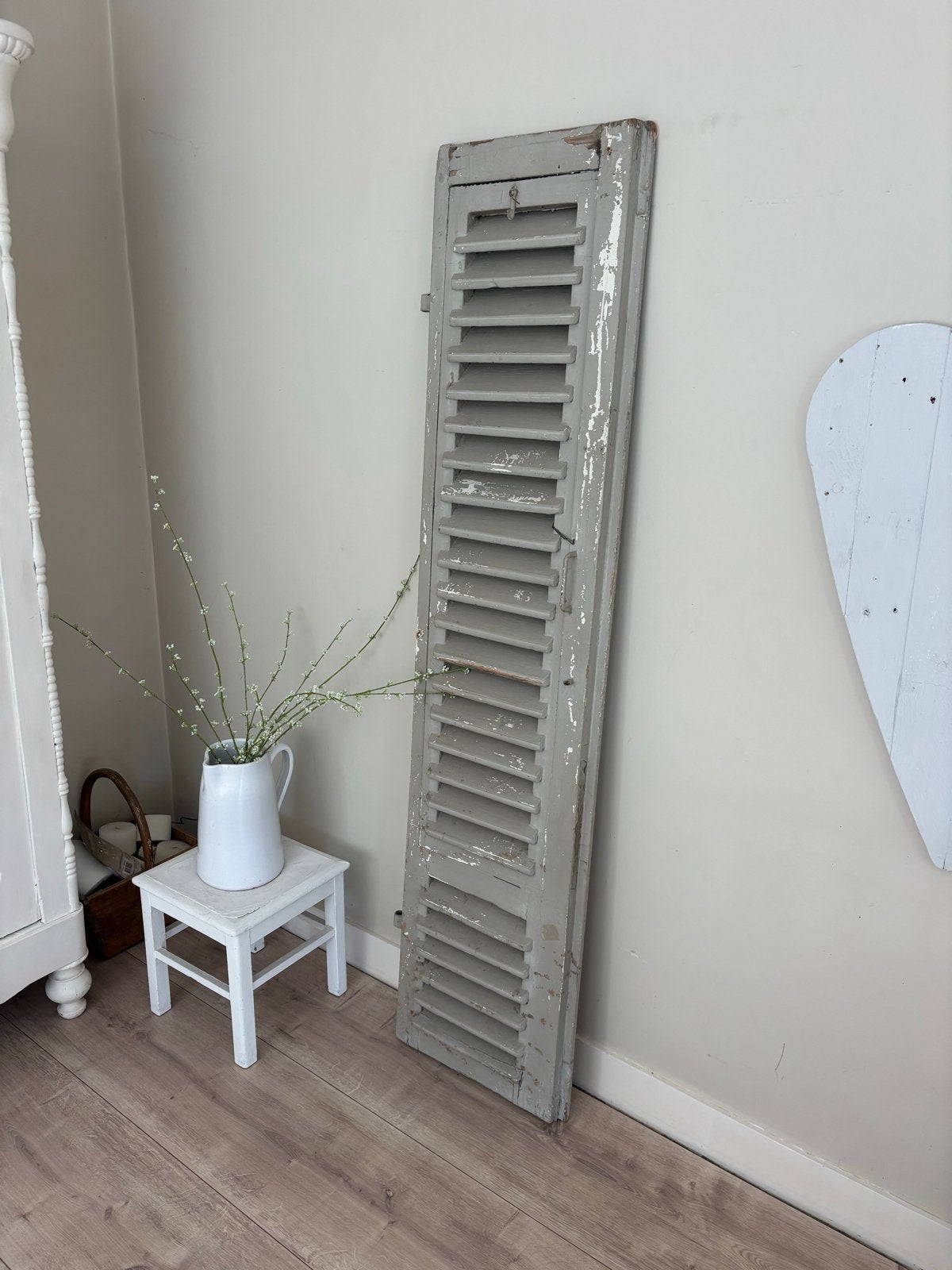 Vintage houten louvre luik - Decoratief item, Ophalen