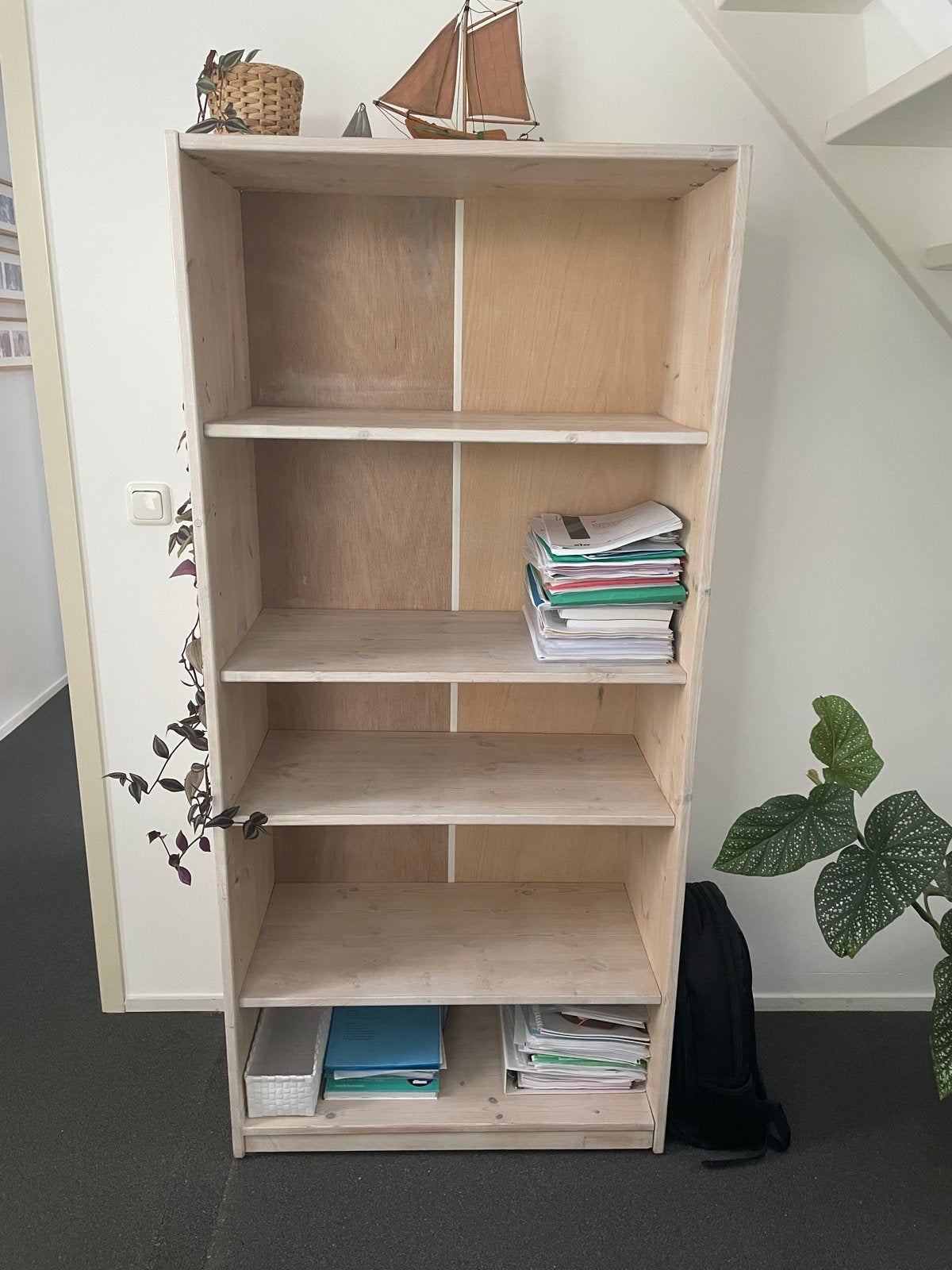 Lifetime boekenkast white wash 79x40x180 cm, Ophalen, Met plank(en), Gebruikt, 50 tot 100 cm