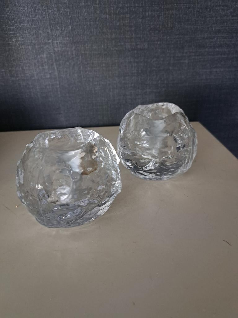 Kosta boda sweden snowball sfeerlichthouder 2x, Ophalen of Verzenden