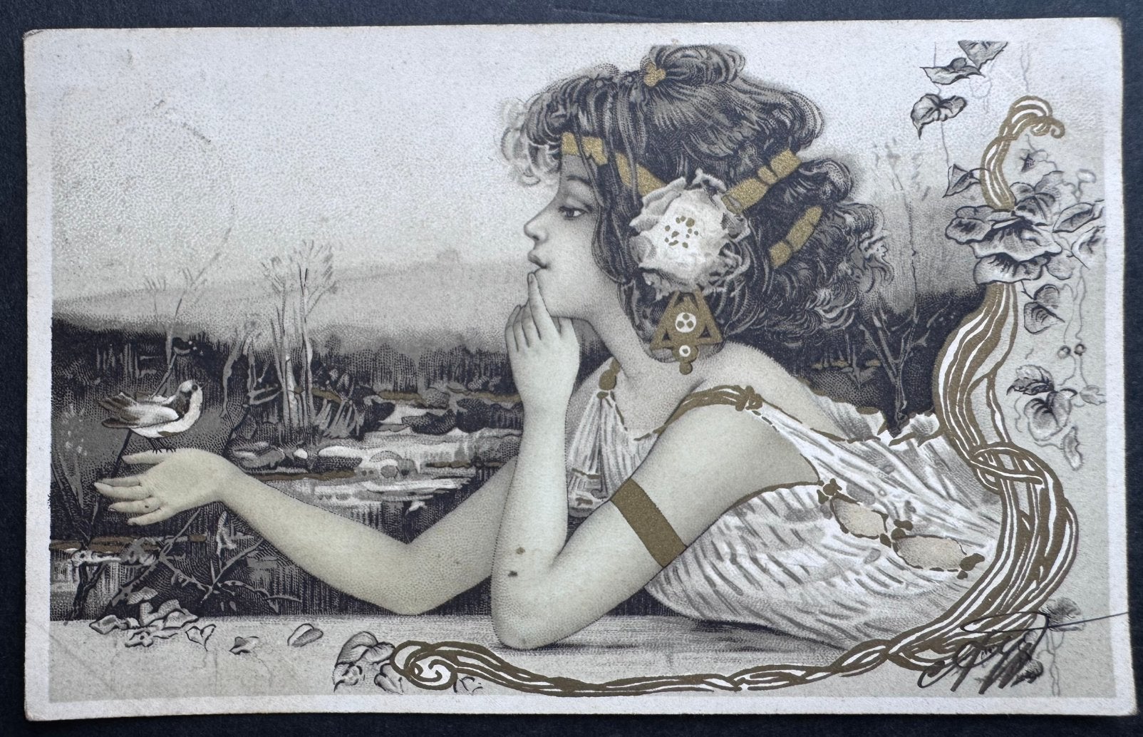 art-nouveau-ansichtkaart circa 1904 van Raphael Tuck & Sons, Verzenden, Voor 1920, Gelopen, Overige thema's